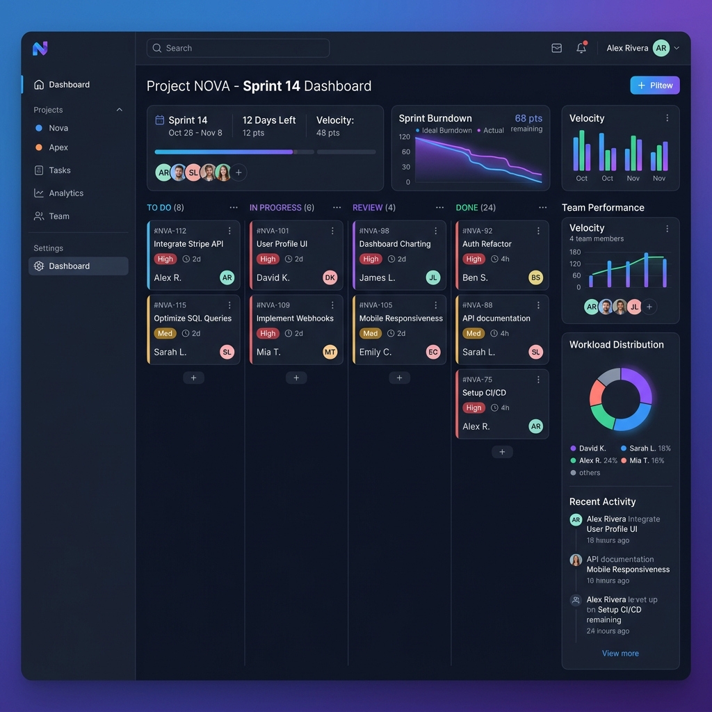 Scrum Management Dashboard